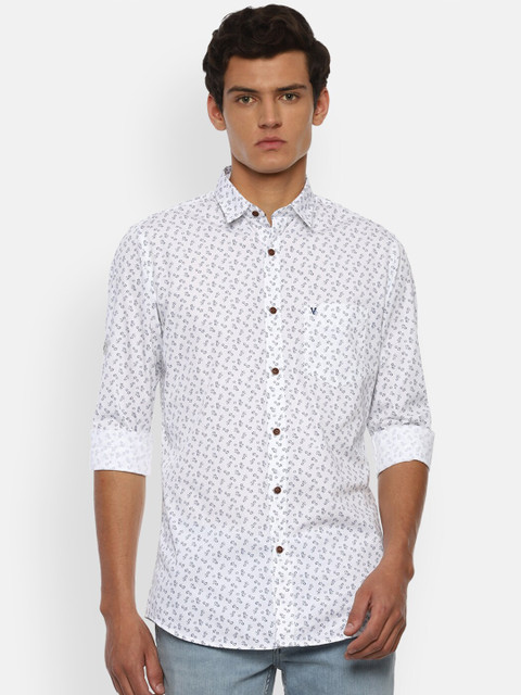 

VAN HEUSEN DENIM LABS Men White Slim Fit Opaque Printed Casual Shirt