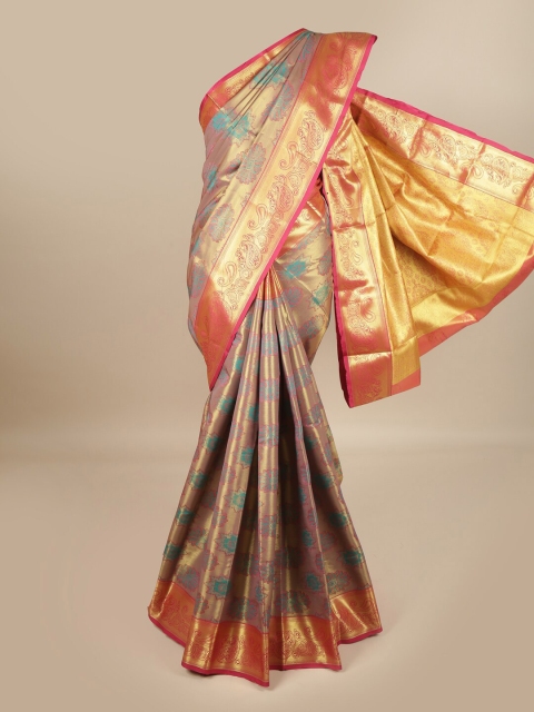 

Pothys Pink & Gold Ethnic Motifs Zari Pure Silk Saree