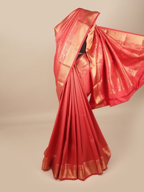 

Pothys Pink & Gold-Toned Woven Design Pure Silk Saree