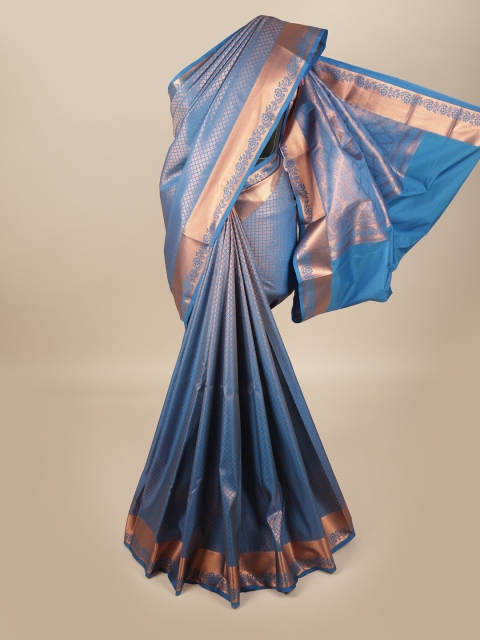 

Pothys Blue & Copper-Coloured Ethnic Motifs Zari Pure Silk Saree
