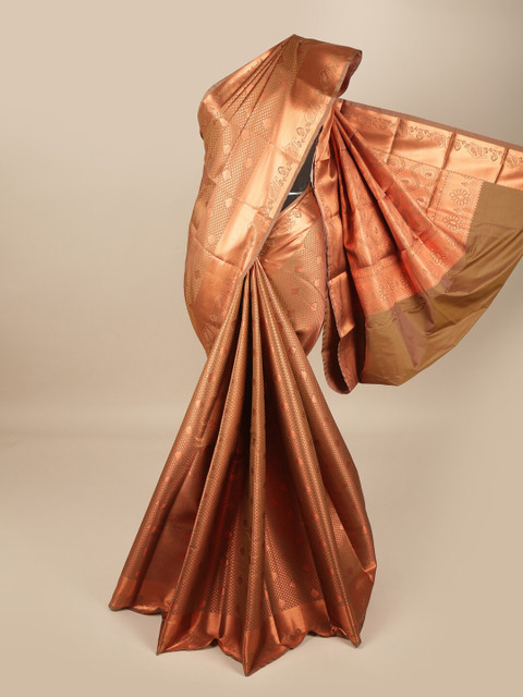 

Pothys Olive & Rose Gold-Toned Woven Design Art Silk Saree