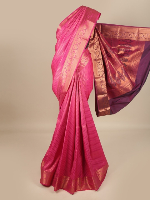 

Pothys Pink & Gold-Toned Woven Design Pure Silk Saree