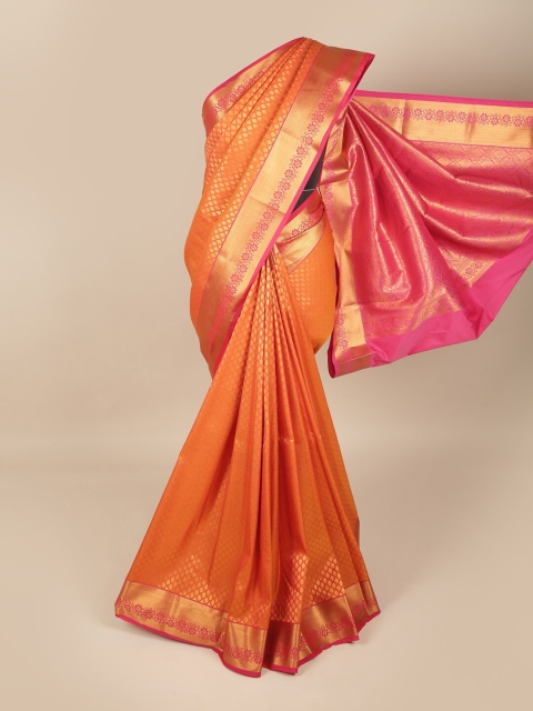 

Pothys Orange & Red Woven Design Pure Silk Saree