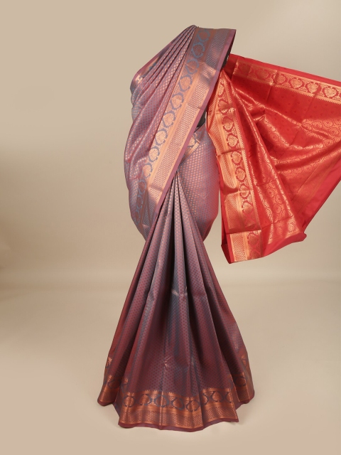 

Pothys Blue & Copper-Coloured Ethnic Motifs Zari Pure Silk Saree