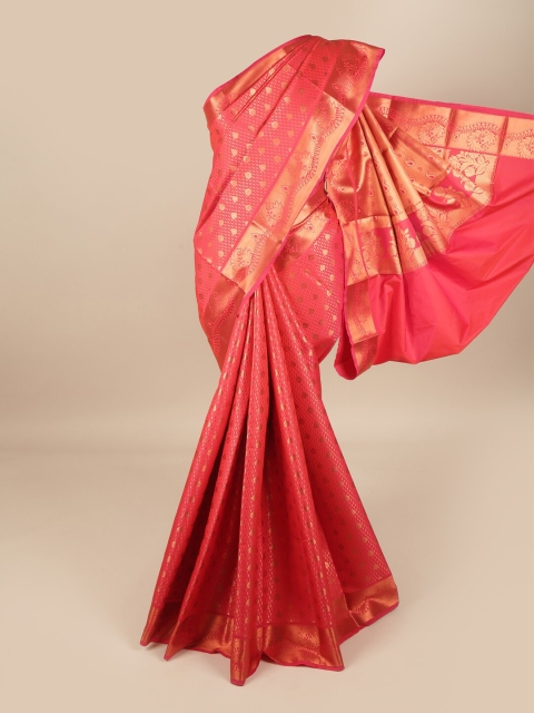 

Pothys Pink & Gold-Toned Woven Design Zari Pure Silk Saree