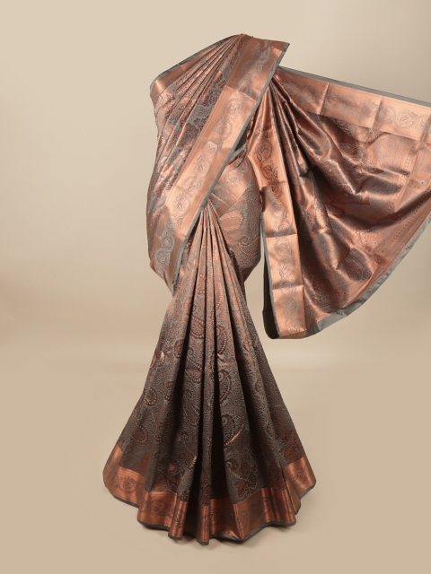 

Pothys Grey & Rose Gold Ethnic Motifs Pure Silk Saree