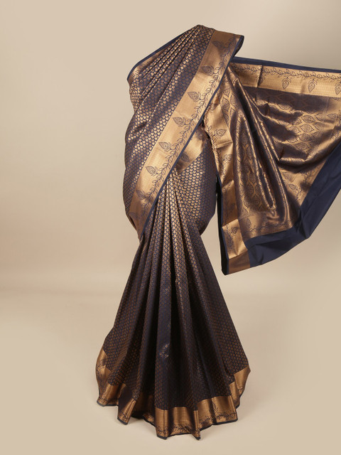 

Pothys Blue & Gold Ethnic Motifs Zari Pure Silk Saree