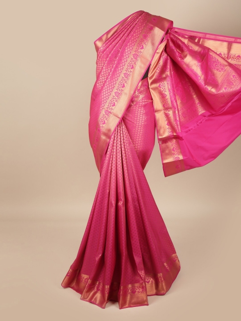 

Pothys Pink & Gold-Toned Ethnic Motifs Pure Silk Saree
