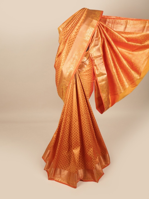 

Pothys Mustard & Gold-Toned Ethnic Motifs Zari Pure Silk Saree