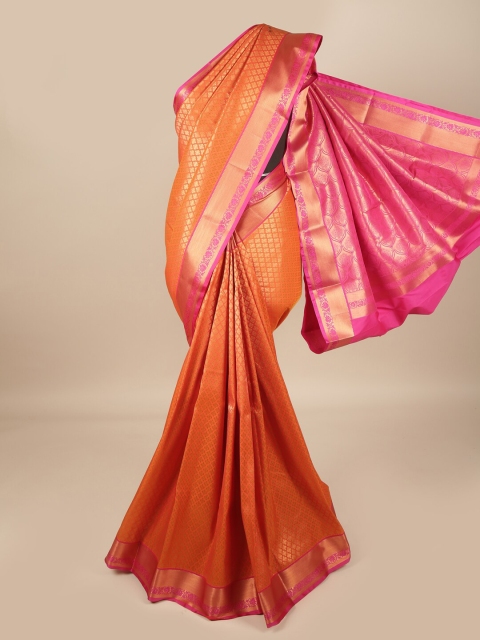 

Pothys Orange & Pink Ethnic Motifs Pure Silk Saree