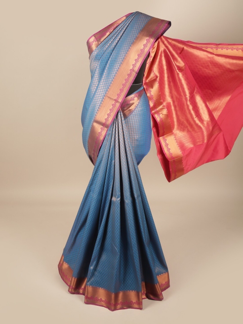 

Pothys Blue & Pink Woven Design Zari Pure Silk Saree