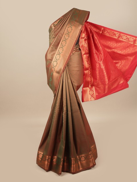 

Pothys Green & Red Ethnic Motifs Zari Pure Silk Saree