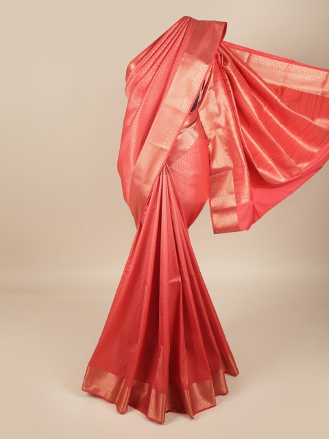 

Pothys Pink & Gold-Toned Ethnic Motifs Zari Pure Silk Saree