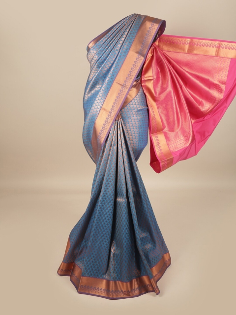 

Pothys Blue & Pink Woven Design Zari Pure Silk Saree