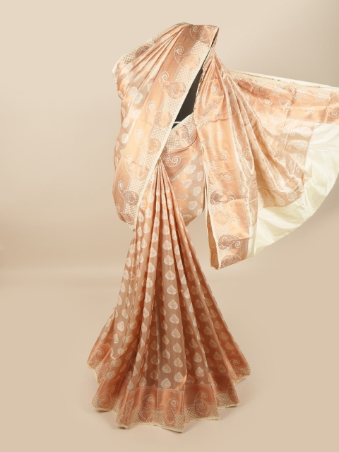 

Pothys Cream-Coloured & Gold-Toned Woven Design Zari Pure Silk Saree