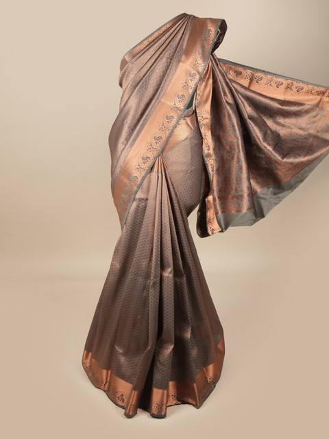 

Pothys Grey & Copper-Coloured Ethnic Motifs Zari Pure Silk Saree