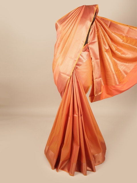 

Pothys Orange & Gold-Toned Woven Design Pure Silk Saree
