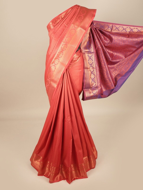 

Pothys Pink & Purple Ethnic Motifs Zari Pure Silk Saree