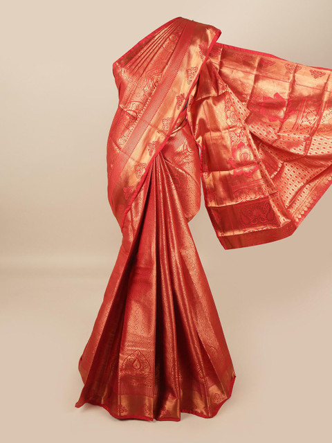 

Pothys Red & Gold Ethnic Motifs Zari Pure Silk Saree
