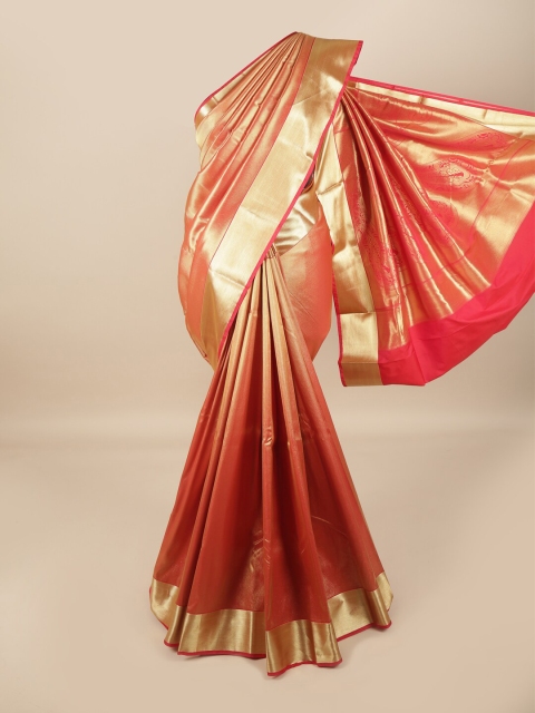 

Pothys Red & Gold-Toned Zari Pure Silk Saree