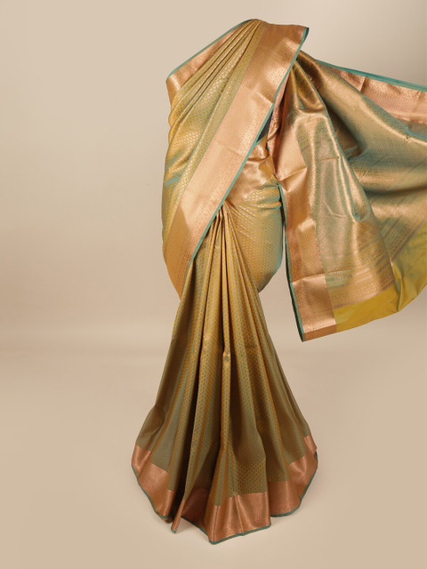 

Pothys Green & Copper-Coloured Ethnic Motifs Zari Pure Silk Saree
