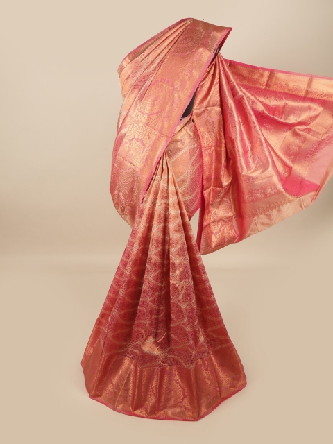 

Pothys Pink & Gold-Toned Woven Design Pure Silk Saree