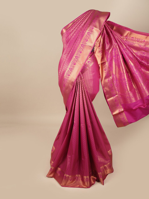 

Pothys Pink & Gold-Toned Woven Design Pure Silk Saree