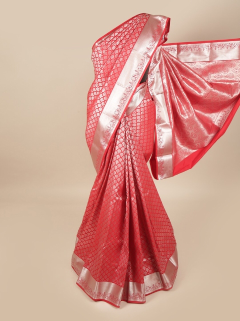 

Pothys Red & Gold-Toned Woven Design Zari Pure Silk Saree