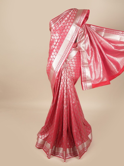 

Pothys Red & Silver Ethnic Motifs Zari Pure Silk Saree