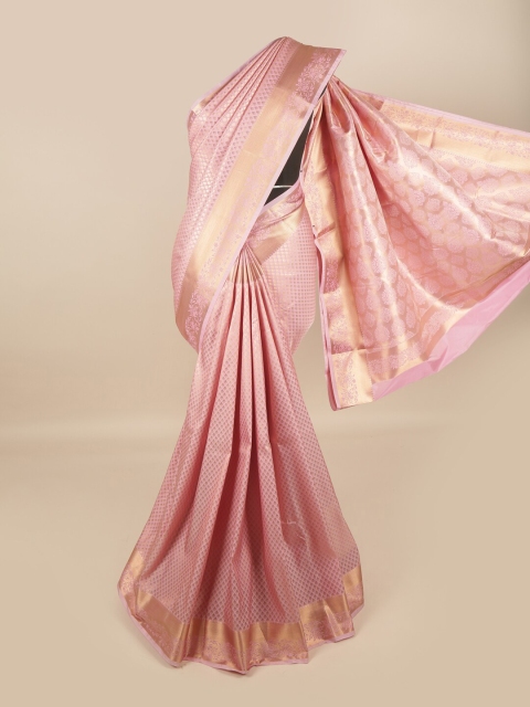 

Pothys Pink & Gold-Toned Ethnic Motifs Zari Pure Silk Saree