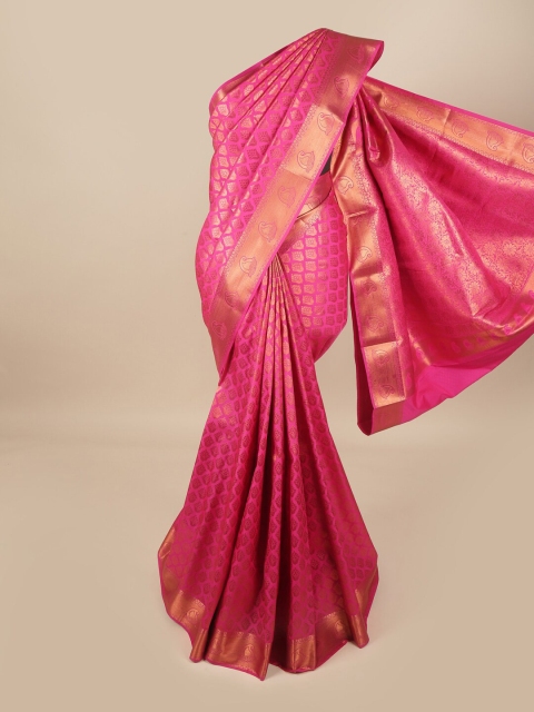 

Pothys Pink & Gold-Coloured Ethnic Motifs Zari Pure Silk Saree