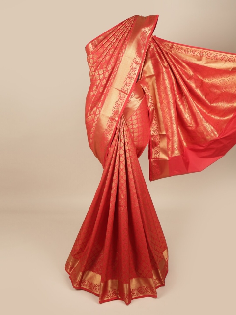 

Pothys Red & Gold-Toned Woven Design Zari Pure Silk Saree