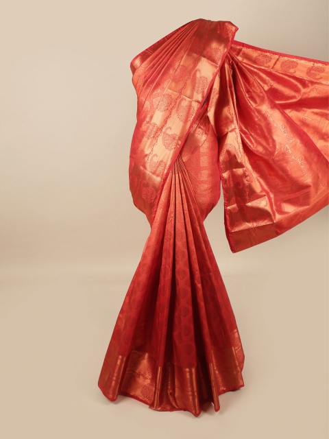 

Pothys Red & Gold-Toned Woven Design Zari Pure Silk Saree