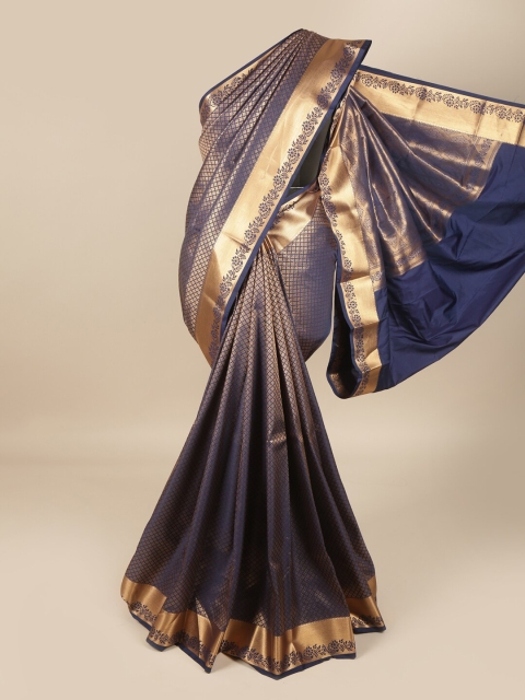 

Pothys Blue & Gold-Coloured Ethnic Motifs Zari Pure Silk Saree