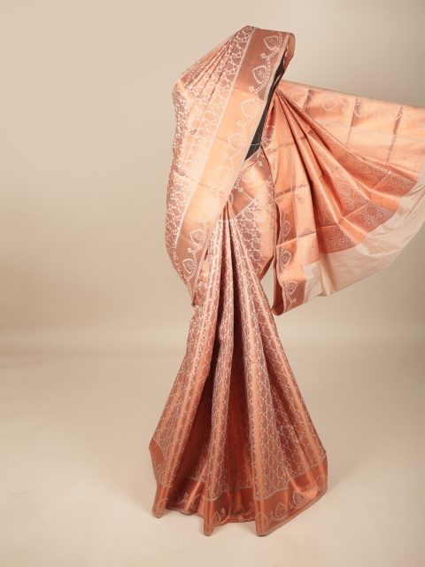 

Pothys Peach-Coloured & Copper-Toned Ethnic Motifs Zari Pure Silk Saree