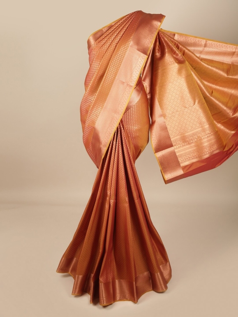 

Pothys Mustard & Gold-Toned Woven Design Zari Pure Silk Saree