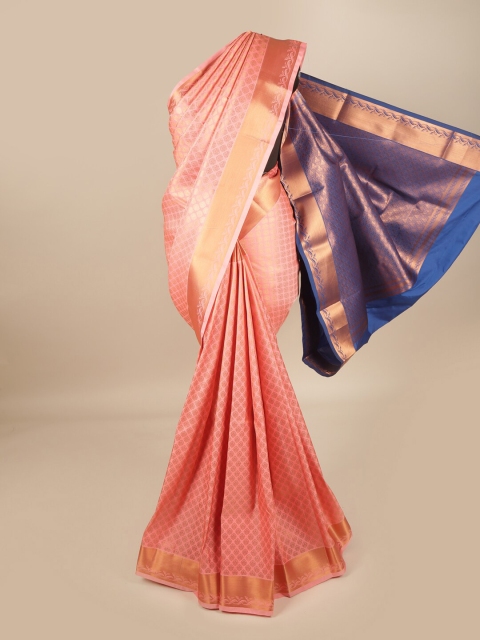 

Pothys Pink & Blue Ethnic Motifs Zari Pure Silk Saree