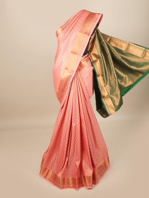 

Pothys Pink & Green Ethnic Motifs Zari Pure Silk Saree