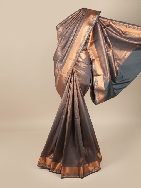 

Pothys Grey & Gold-Toned Woven Design Zari Pure Silk Saree