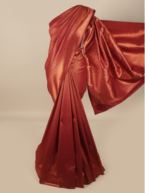 

Pothys Maroon & Gold-Toned Woven Design Zari Pure Silk Saree
