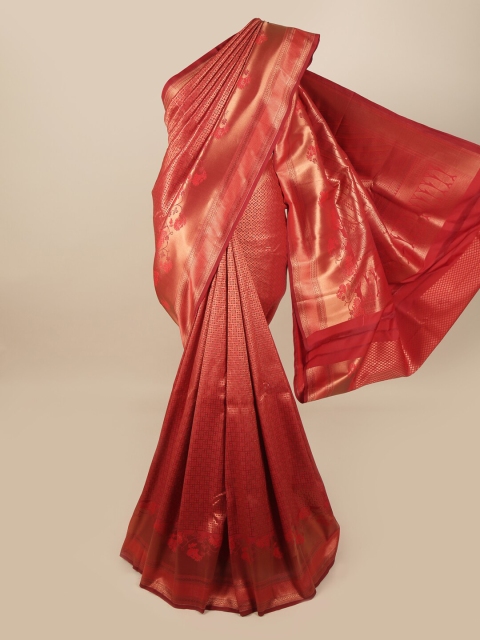 

Pothys Red & Gold-Toned Woven Design Zari Pure Silk Saree