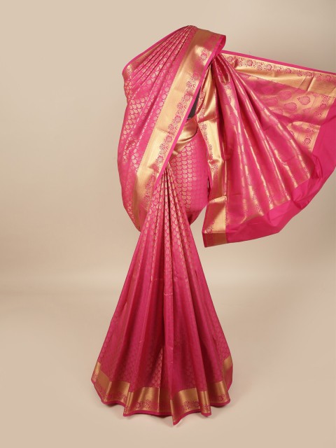 

Pothys Pink & Gold-Toned Woven Design Pure Silk Saree