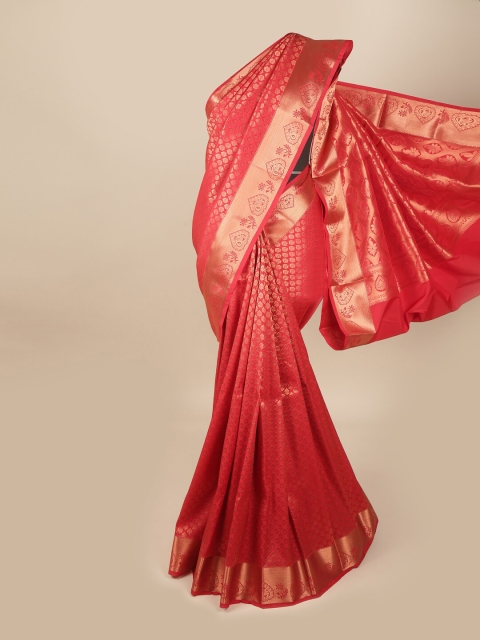 

Pothys Red & Gold-Toned Woven Design Zari Pure Silk Saree