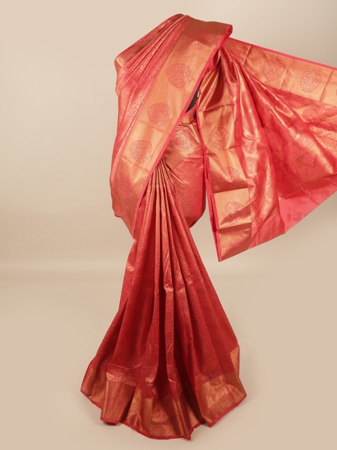 

Pothys Pink & Gold-Toned Woven Design Zari Pure Silk Saree