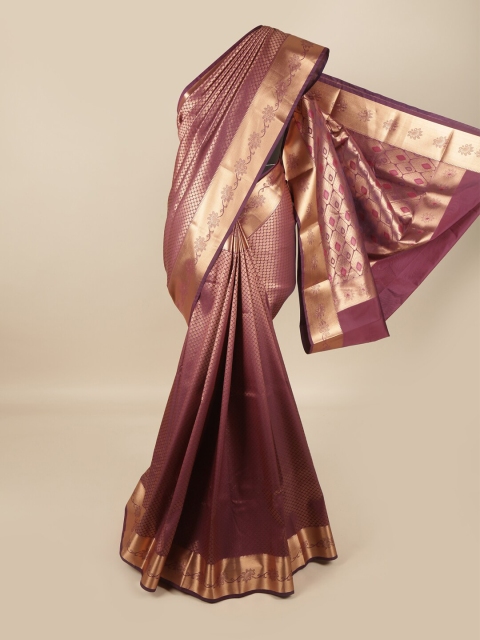 

Pothys Burgundy & Gold-Coloured Ethnic Motifs Zari Pure Silk Saree