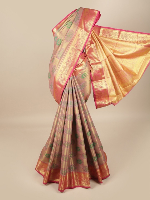 

Pothys Pink & Cream-Coloured Woven Design Zari Pure Silk Saree