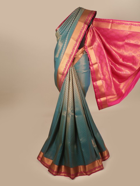 

Pothys Blue & Pink Ethnic Motifs Zari Pure Silk Saree