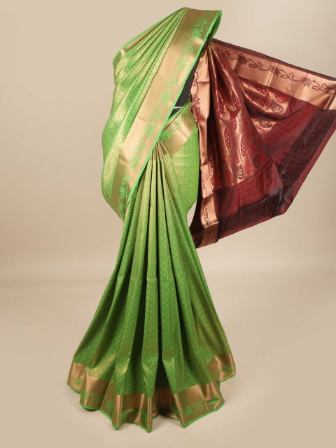 

Pothys Green & Red Ethnic Motifs Pure Silk Saree