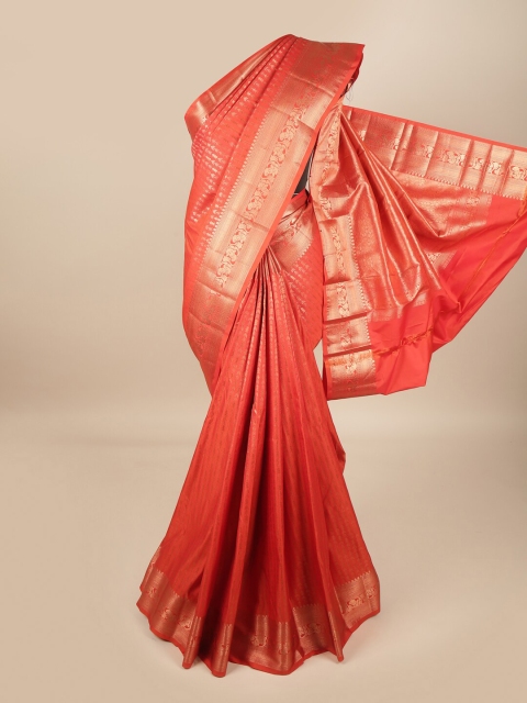 

Pothys Red & Gold-Toned Woven Design Pure Silk Saree