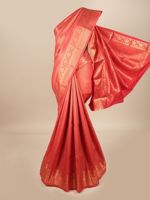 

Pothys Pink & Gold-Toned Woven Design Pure Silk Saree